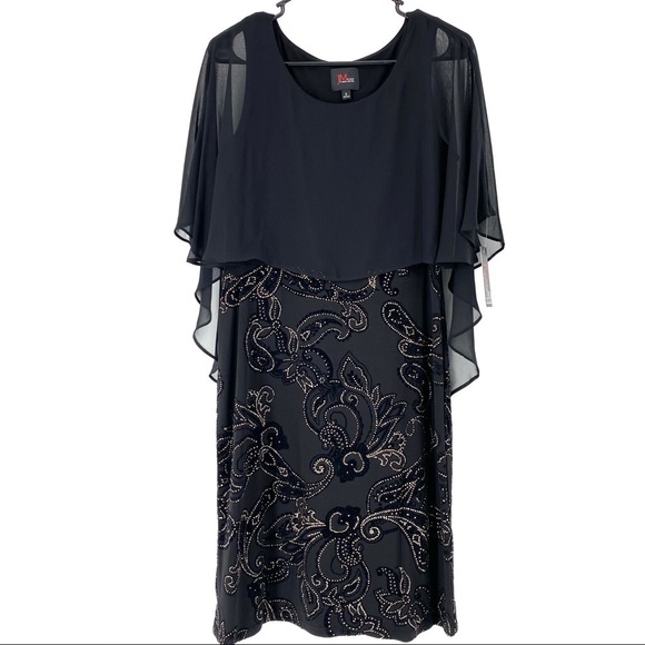 JM STUDIO Women's Overlay Sequin Midi Dress Size 6 - Picture 1 of 7
